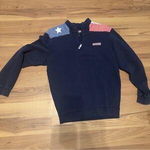 Vineyard Vines Navy Blue Zip-Up Sweater with Flag Accent